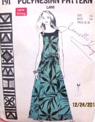 191 HAWAII POLYNESIAN SLEEVELESS FLOOR  DRESS 1969 PATTERN 12